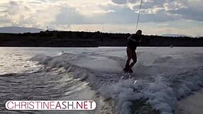 I'm feeling so sexy as a big-titted milf waterskiing outdoors in america