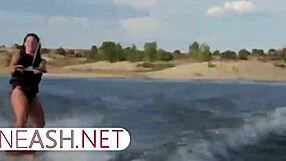 I'm feeling so sexy as a big-titted milf waterskiing outdoors in america