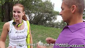 czech babe, like, totally owning two cocks outdoors! 😜