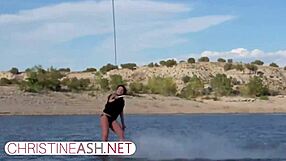 I'm feeling so sexy as a big-titted milf waterskiing outdoors in america