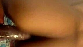 Icey candi bends over in doggystyle position, her petite ebony body taking a big black cock