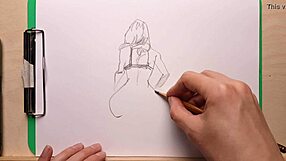 Pencil Drawing of Girl in Cartoon Style