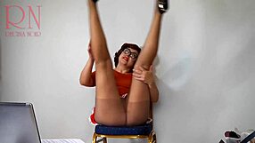 i watch the secretary undress and try on stockings nude in the office