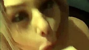 Blonde with huge tits gives awesome blowjob leading to massive cumshot on her chest. Handjob finishes it off.