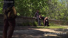 Spanish Hottie Bound and Gangbanged in Public Park with Intense Bondage Action