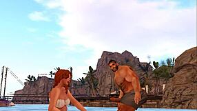 two hunky guys meet a lucky beach visitor for casual chats