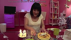 asian girl gives handjob and creampie