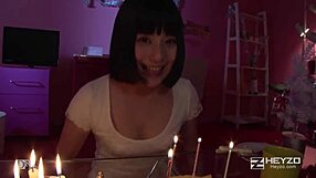 asian girl gives handjob and creampie