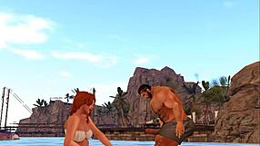 two hunky guys meet a lucky beach visitor for casual chats