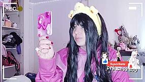 Small European teen.samples pleasures with a toy in front of mirror