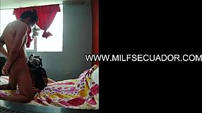 Stepmom fucks stepson doggystyle in front of window, neighbors watching.