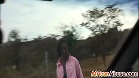 Horny African Babe Blows White Cock in Car!