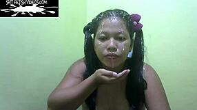 Spit fetish video presents asian babe all wet on her face