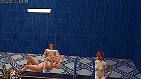 Hard Pool Sex With Blonde Brunette Redhead Trio