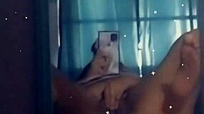 Kharmas Ebony Show-Off With Pussy Reflection On Bed