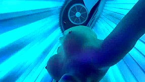 Girl next door relaxes in sunbathing area studio