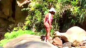 Lilyan Masturbates with Dildo on River Banks. Her Sexy Ass on Display!