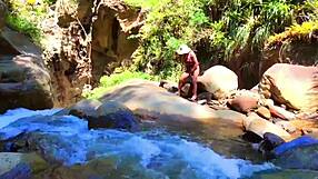 Lilyan Masturbates with Dildo on River Banks. Her Sexy Ass on Display!