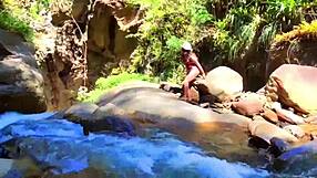 Lilyan Masturbates with Dildo on River Banks. Her Sexy Ass on Display!