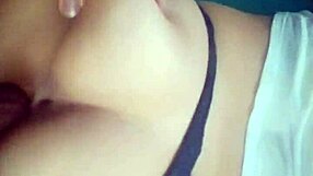 Teen couple fucks while watching tv, ending in creampie pussy