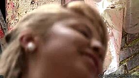 Blonde Latina Teen Blows Lover in Alley