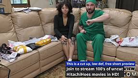 nicole luva masturbates alone on couch with hitachi wand