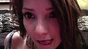 horny brunette touches herself alone