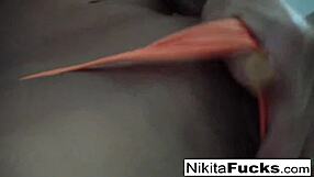 hot milf nikita masturbates in fishnets during solo session