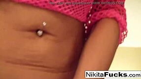 hot milf nikita masturbates in fishnets during solo session