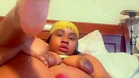 Solo Ebony Babe Stretches Her Tight Ass with Big Dildo