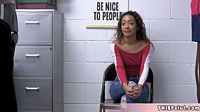 Petite Ebony Thief Gets Bent Over For Doggystyle Blowjob