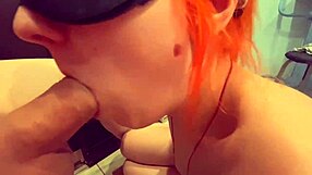 Watch this redhead TAKE CUM in her mouth!