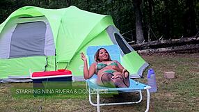 Nina Rivera Plays Glass Dildo On Camping Trip!