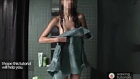 Step-by-step vagina shaving tutorial in the bathroom