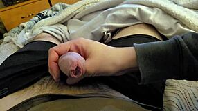 Teen Girl Teases Throbbing Cock Through Boxers for Cumshot.