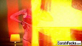 sexy sarah jessie fingers herself in leather gloves, wow!