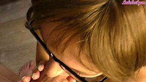 Teen Girl With Glasses Sucks Huge Neighbor Cock In POV Blowjob, Deepthroat, And Facial