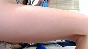 novinha bucetuda sits on colorful dildo to the hilt