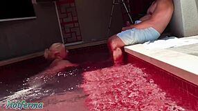 Blonde wife cheats with brother-in-law in pool bikini