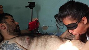 Submissive latina slaps during blowjob