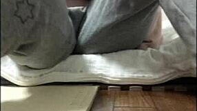 asian girl masturbates alone, excited by watching her own solo play.