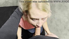 Kristy feels rough deepthroat blowjob with natural tits