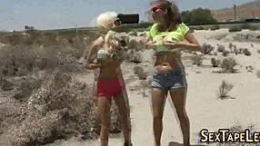 watch these real lesbos flash their bubble butts outdoors, or are they teasing?