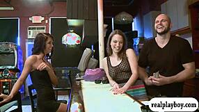 Two pretty women take turns for some money