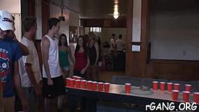 girl and dude's rough oral sex in night club