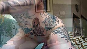 Blonde mommy tries thick dildo in doggystyle with big ass.