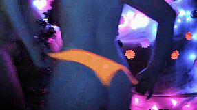 blonde bride gaby cums at neon party