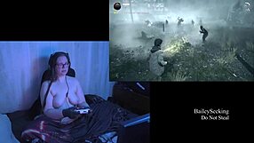 Brunette BBW with big natural tits plays naked in Alan Wake Part 5.