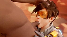 tracer pays off a bet with her mouth