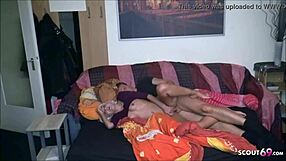 Slim German ex-girlfriend in real amateur video with young couple